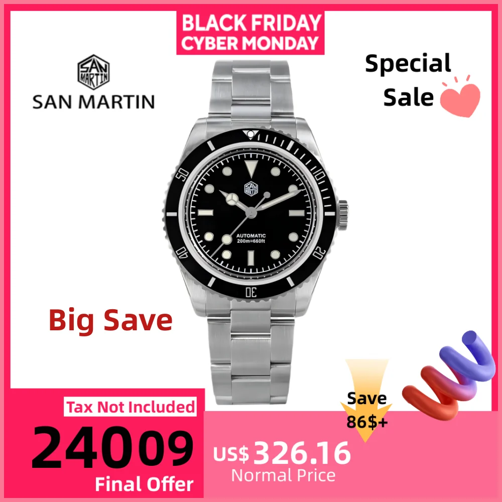 

San Martin 38mm Water Ghost 6200 Sports Watch For Men Automatic Mechanical Wristwatches Luxury 20Bar часы мужские SN0