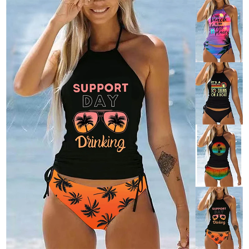 

2023 Women's Sexy Beach Swimwear Tankini Two Piece Swimwear Print Tankini Beach Summer Fashion Beach Women's Swimwear Set