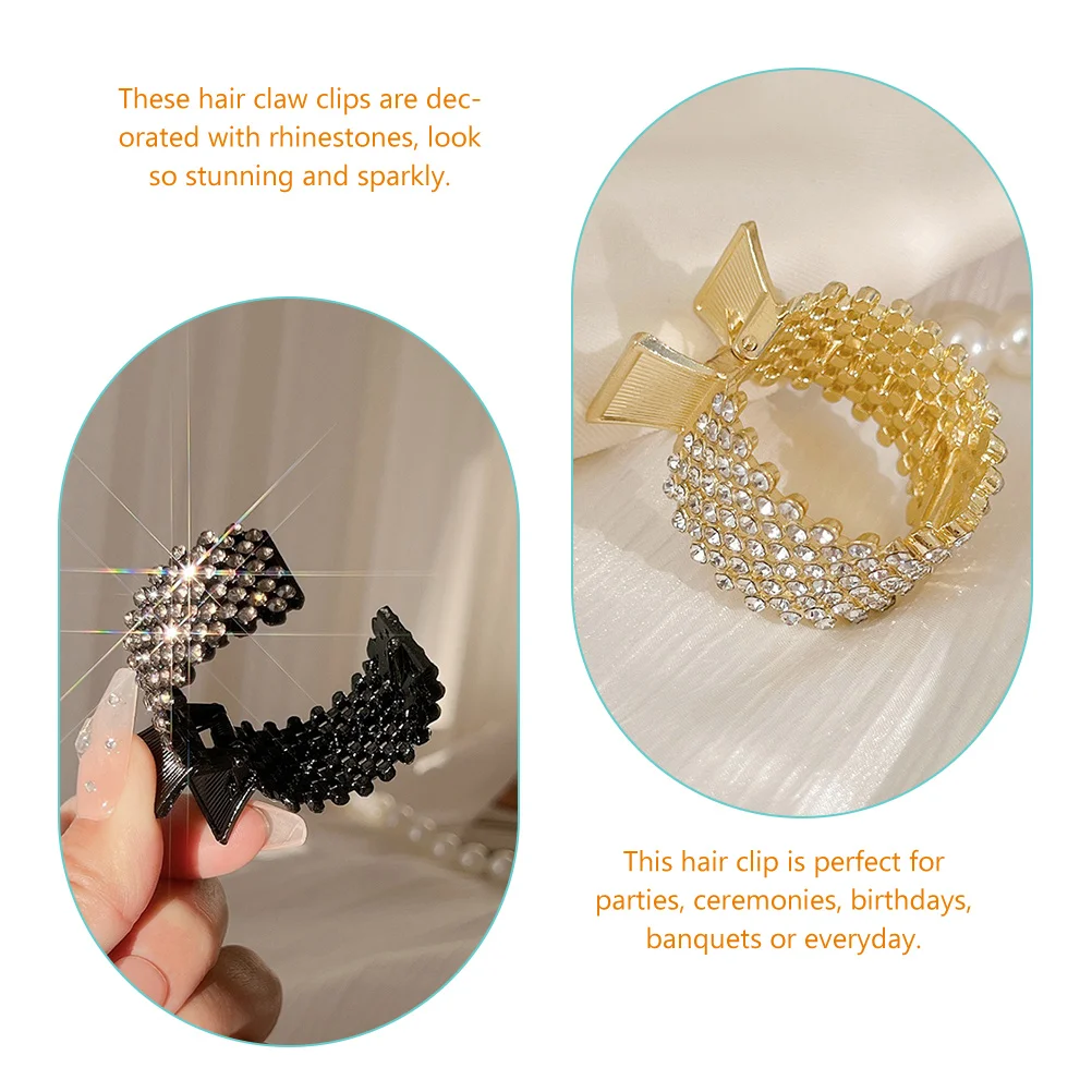 

3 Pcs Metal Hair Claw Clips Rhinestone Decorated for Thick Thin Hair Perfect Party Ceremony Everyday Use Hairpin Styling Aid