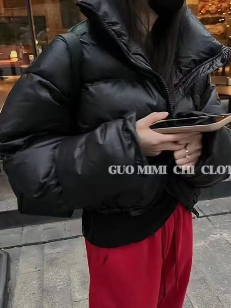 Thick Women Parkas Winter Warm Loose Puffy Coats Cotton Padded Stand Collar Korean Jackets Black Fashion Female Clothes