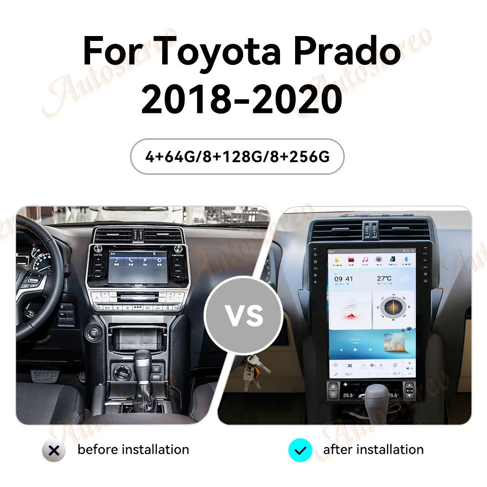 16 Inch Android 13.0 Carplay Car Radio For Toyota Prado 2018-2020 GPS Navigation Multimedia player head unit radio tape recorder