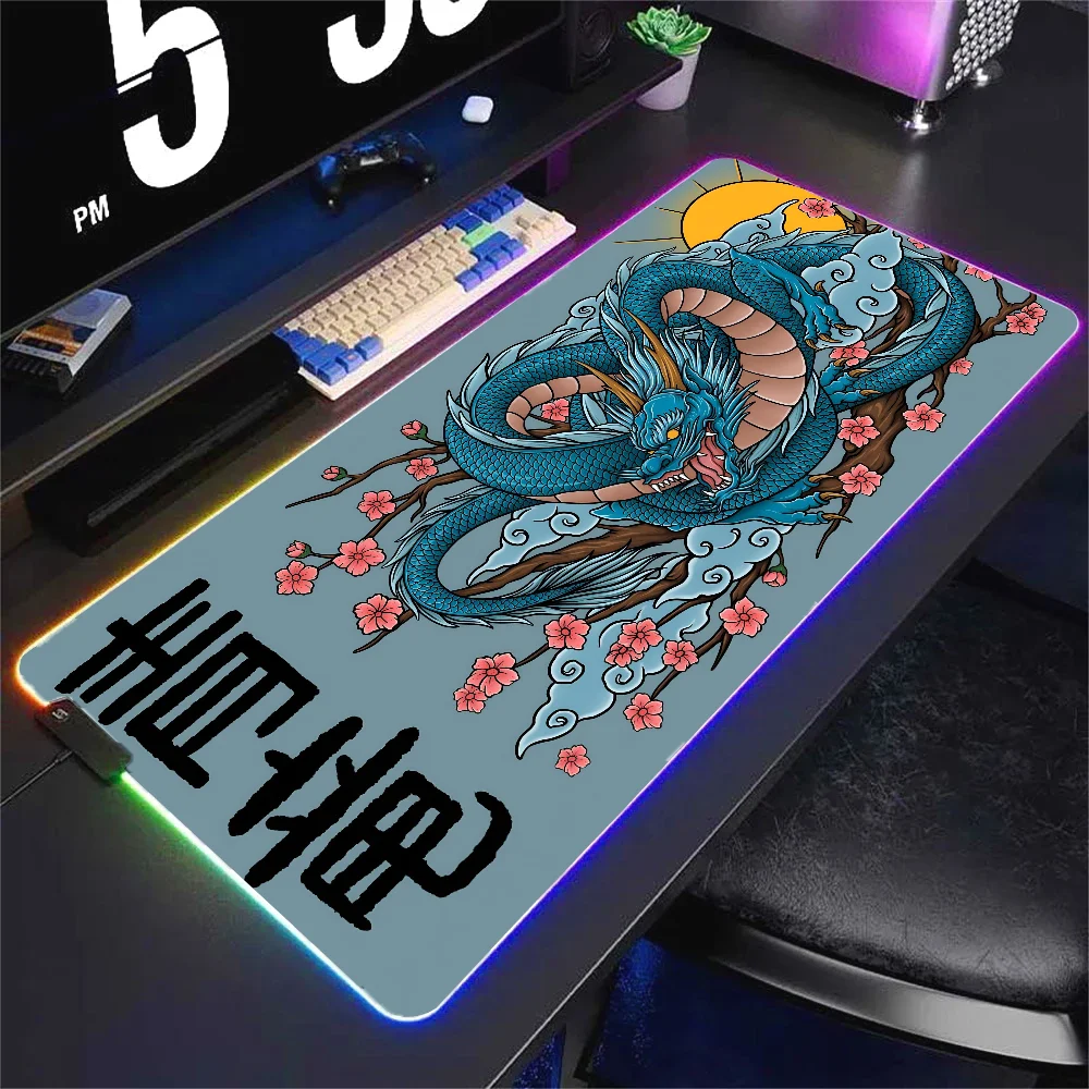 hot Japan dragon  Mousepad XXL RGB Gaming Mouse Pads HD Black Gamer Accessories Large LED