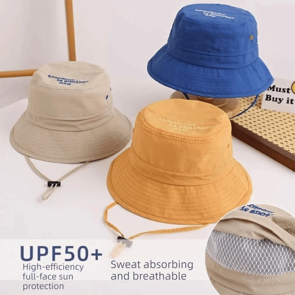 

UV Protection Quick Dry Fisherman Hat Breathable Thin Sun Cap Wide Brim Foldable Bucket Hat Children