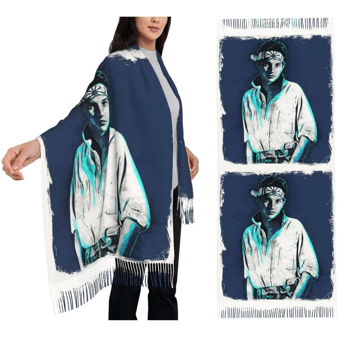 

Ralph Macchio - Karate Kid Scarf Tassel Scarves for Women Soft Warm Shawls and Wraps Large Fall Winter Shawl Wrap