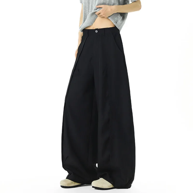 LUZHEN 2026 High-quality Pleated Patchwork Design Trousers Men's Trendy Handsome Solid Color Loose Wide Leg Casual Pants JY7437