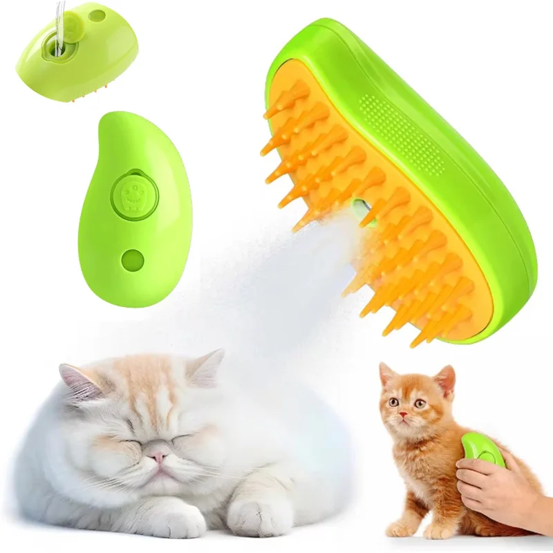 Dog Cat Steam Brush Electric Spray Water Spray Kitten Pet Comb Soft Silicone Depilation Cats Bath Hair Brush Grooming Supplies