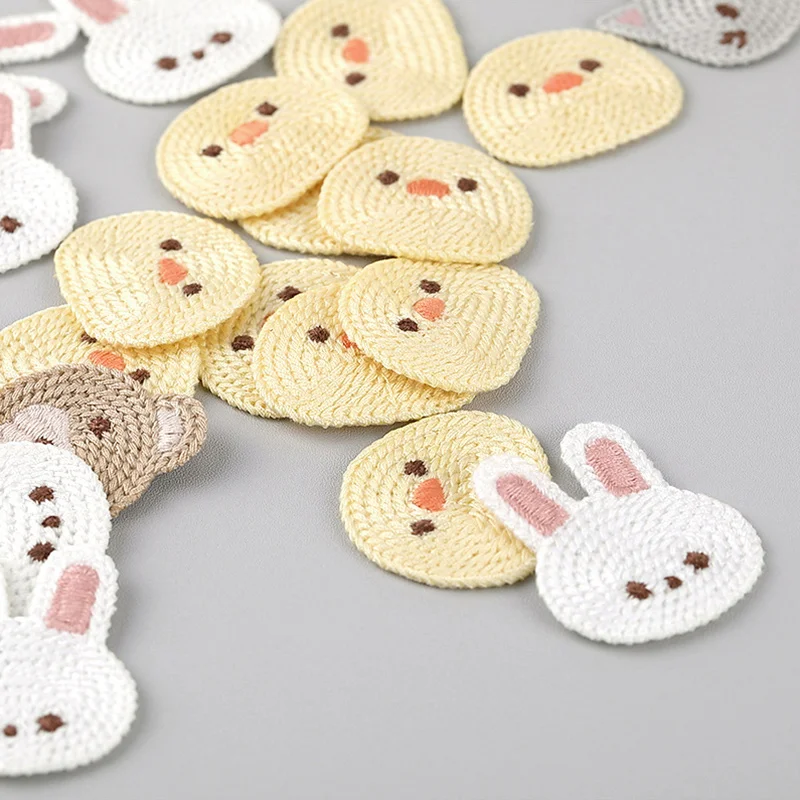 Little Bear Rabbit Cute Chicken Cat Cartoon Embroidered Cloth Sticker Bag Hair Woolen Sweater Shoes and Socks Accessories