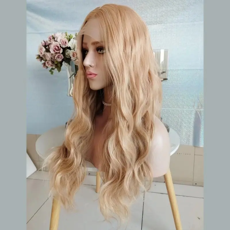 Marques ha 13*4 lockige synthetische Spitze Front Perücke für Frauen leimlose hitze beständige Faser gloden blonde Spitze Perücke