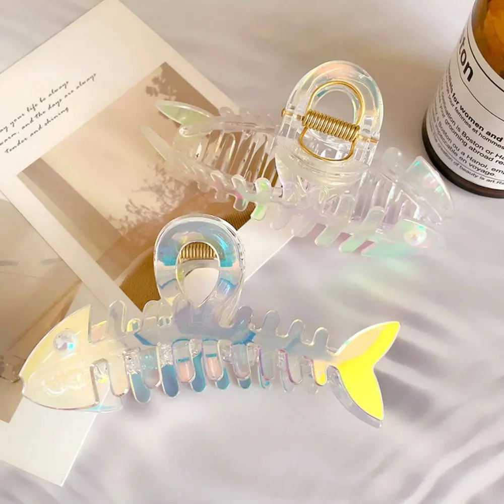 

Прозрачная коготь для волос с рыбьей костью в виде животных Y2k, пластиковые аксессуары для волос с геометрической формой, шпилька для волос, головные уборы, корейский стиль, коготь для волос на каждый день