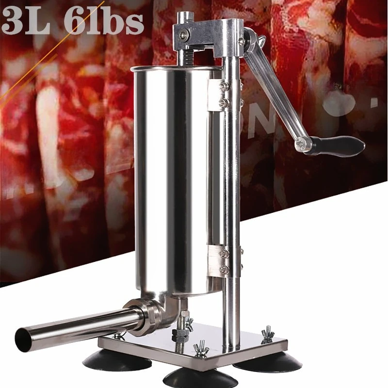 

6lbs Suction Cup Type Stainless Steel Sausage Enema Machine Home Hand Crank Sausage Machine