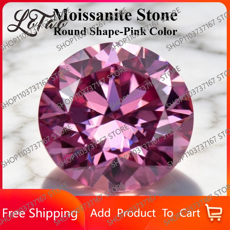 

Moissanite Stone Round Shape Pink Color Lab Grown Gemstone for DIY Advanced Jewelry Rings Earrings Making with GRA Certificate