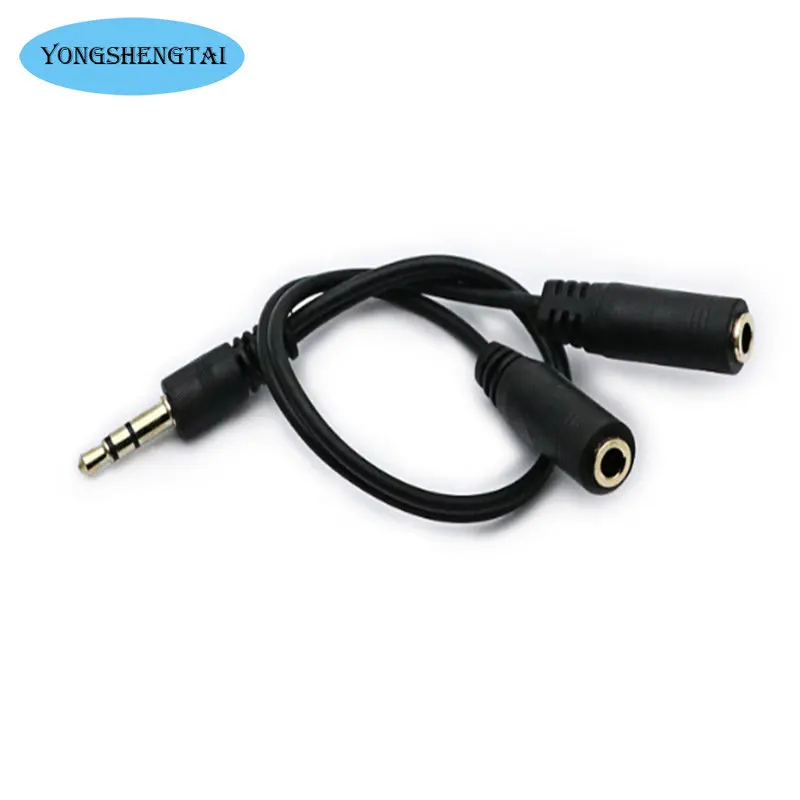 Kabel adaptor Headphone, satu titik dua kabel Audio komputer telepon ke Speaker 3.5 publik ke 3.5 ganda kabel koneksi Audio wanita