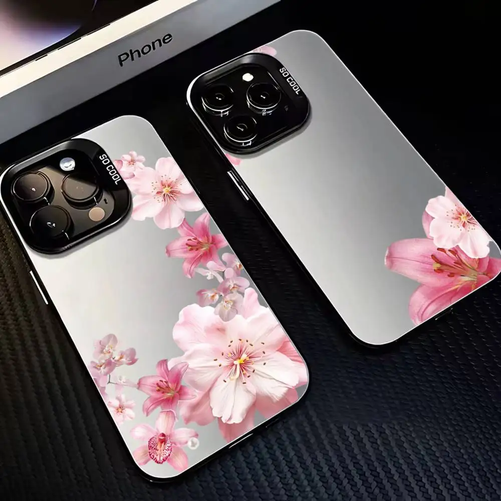 

Flowers Lily Hibiscue Phone Case For iPhone17,16,15,14,13,12,11 Plus,Pro Max Black Matte Shockproof Cover