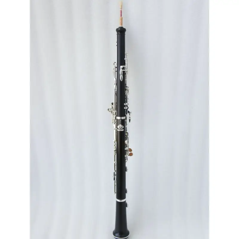 Professional Ebony C Tone Open-hole Oboe Silver Plated Keys with Box and Cloth Bag Woodwind Instrument