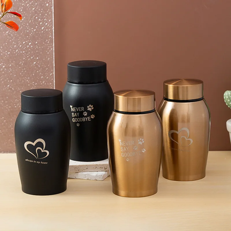 Urne für mehrfarbige Edelstahl Hund Urnen Katzen Vögel Maus Einäscherung Asche Urne versiegelte Beerdigung für Hunde Haustier Souvenir Glas – Detail 1