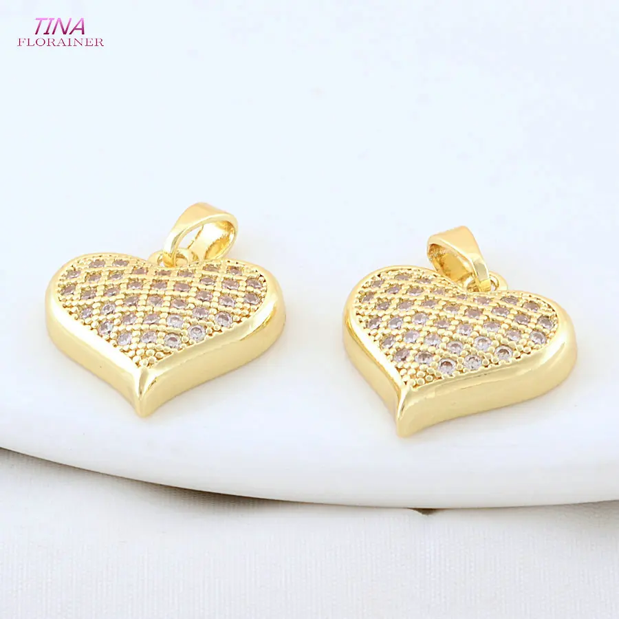 14,5*15MM 18K Gold Farbe Messing Herz Halskette Charms Anhänger Ohrringe Schmuck Machen Liefert Zubehör – Detail 4