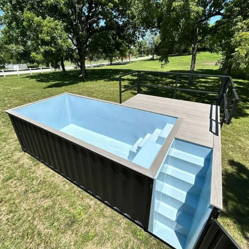 Container Plunge Pool Sturdy Sealed Metal Shell Compact Facility Good Water Tightness For Long‑Term Private Backyard Cooling