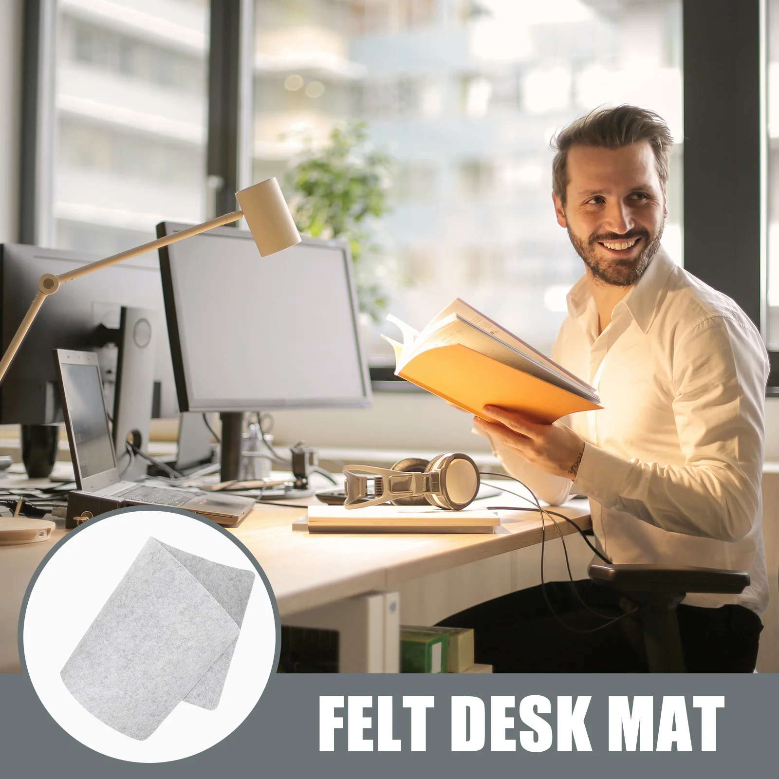 

Anti-Slip Felt Desk Mat Large Size Sturdy Desktop Protector for Office Workstation Study Table and Dining Area