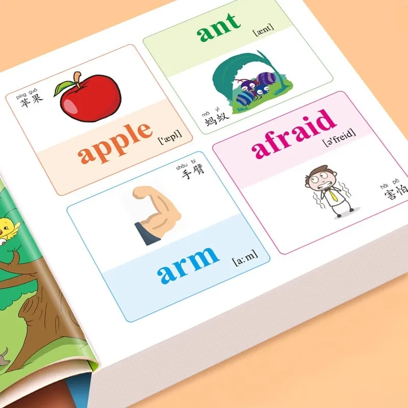 دليل كامل للكلمات الإنجليزية للأطفال الذين تتراوح أعمارهم بين 3-4-6-9 كتاب اللغة الإنجليزية المبتدئين التعرف على الكلمات الأبجدية الإنجليزية