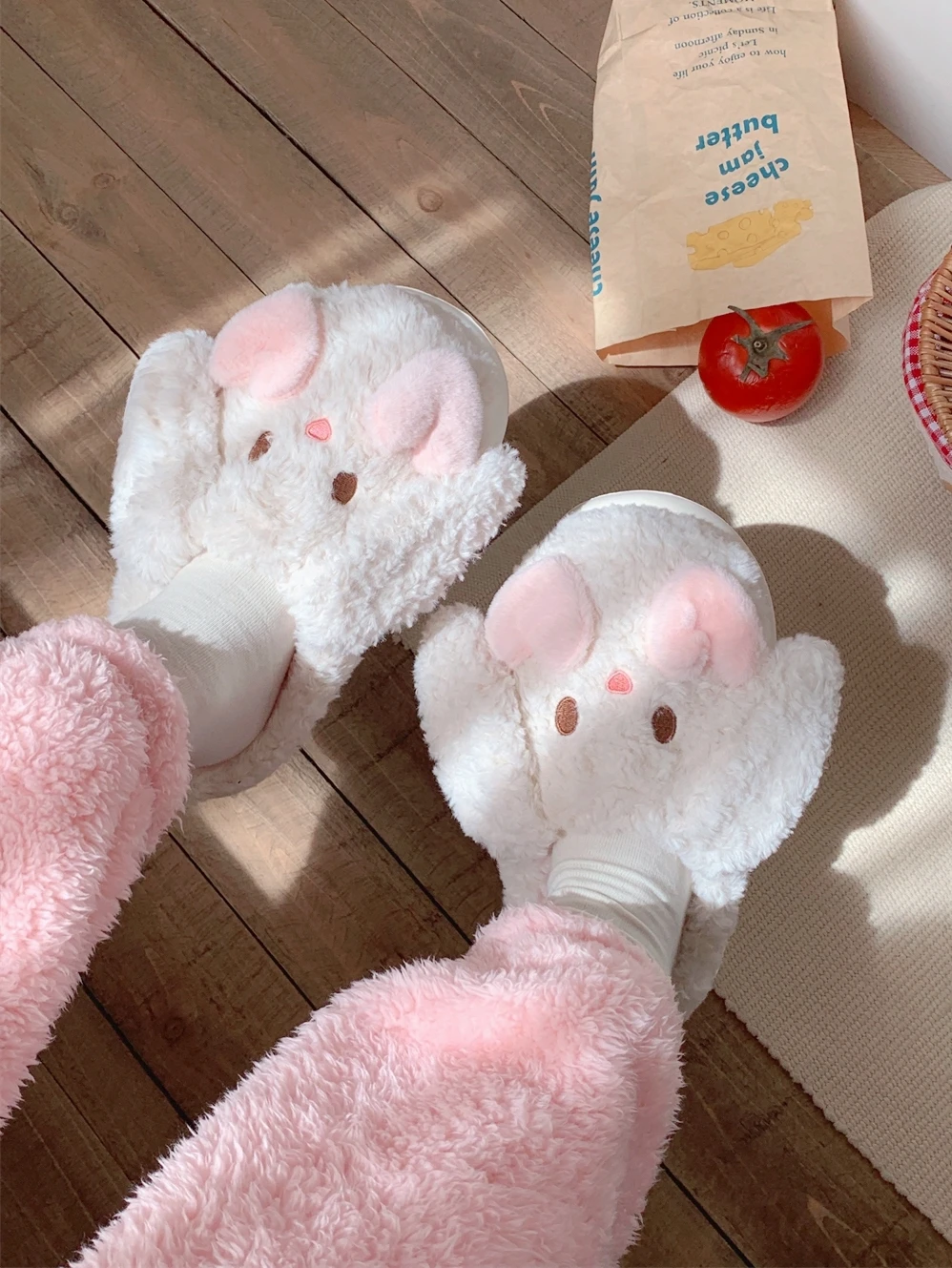 Women Cute Home Slippers Lovely Bunny Cotton Slippers For Women Autumn And Winter Casual Home Warm And Comfortable