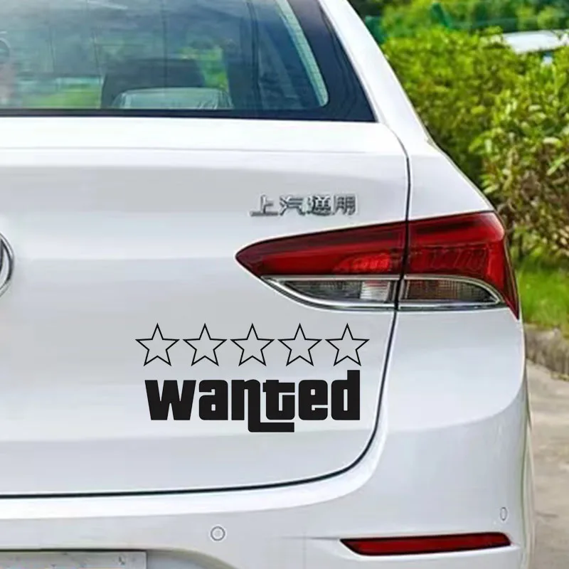 

5 Stars Wanted Car Decal – Removable Waterproof Vinyl Sticker for Auto, Motorcycle & Laptop