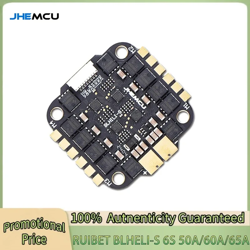 

JHEMCU RuiBet 50A/ 60A/ 65A 3-6S Dshot600 BLHELI_S 4in1 ESC Built - in Tvs Tube Pole Distance 30.5x30.5mm for RC FPV Drone
