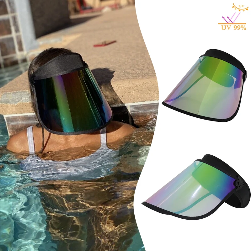 

Summer Visors for Women Men Beach Unisex Rainbow Clear Cap Sunshade Face Cover Shield Anti-UV Solar Protection Breathable Hats