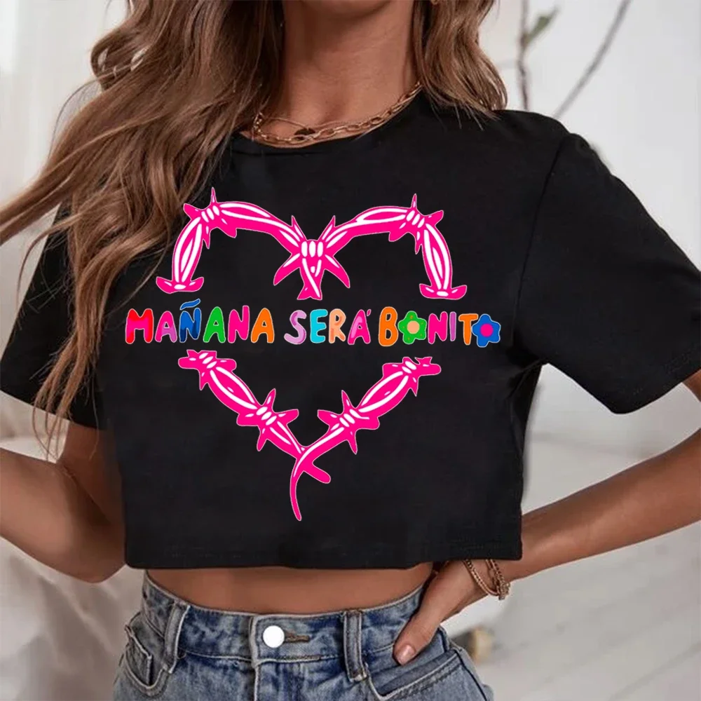 Manana Sera Bonito Crop Tops Karol G T-Shirt Fans Gift O-Neck Short Sleeves Casual Women Shirts