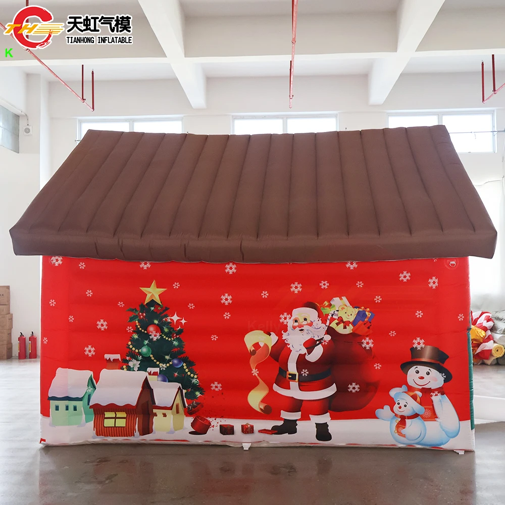 4x3x3mH Customized Inflatable Christmas House Portable Santa Grotto Inflatable Santa House for Sale