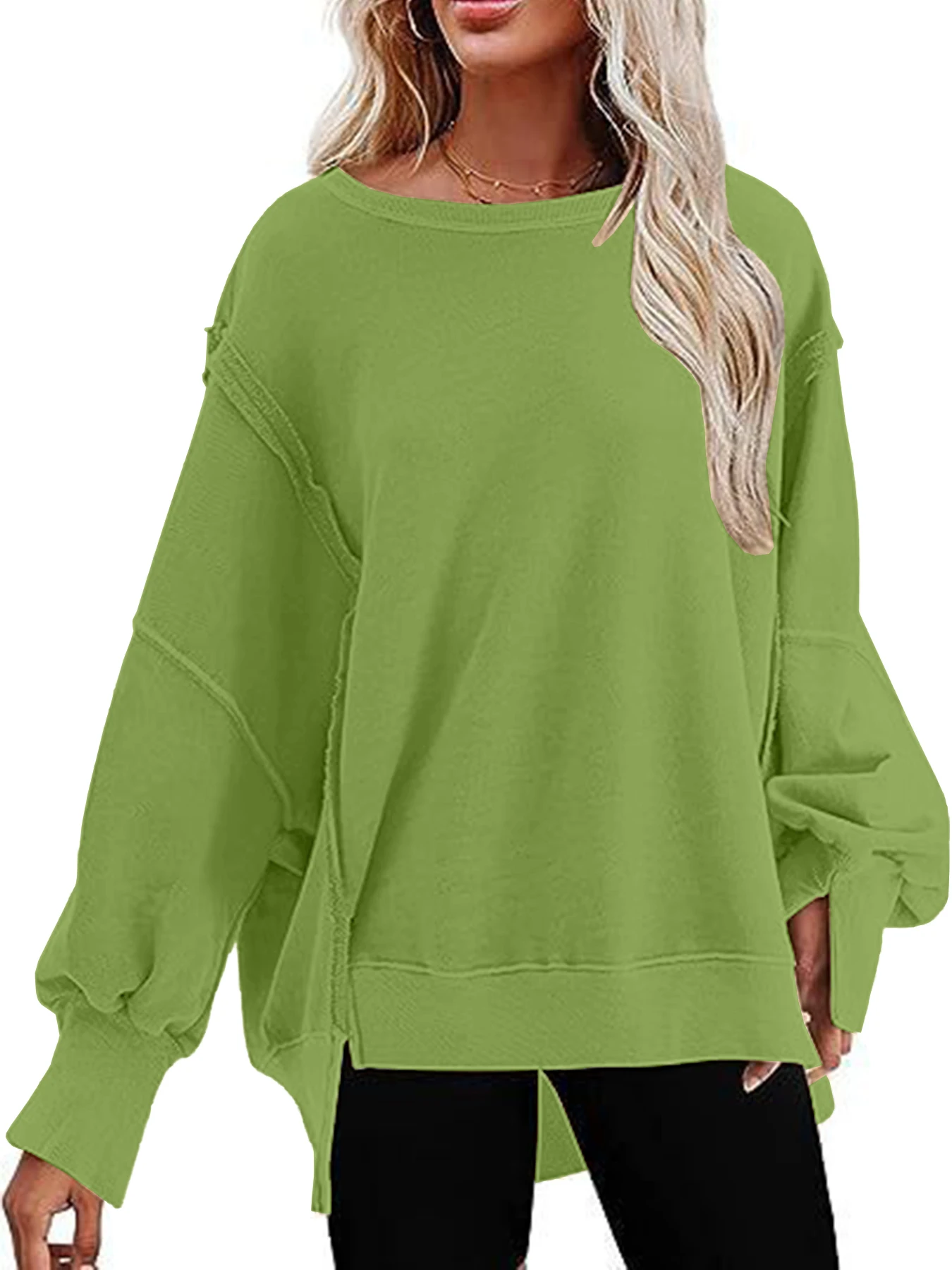 Autumn New Solid Color Pullover Round Neck Long Sleeve Top Women\'s European and American Long casual Loose Sweater Women\'s Wear