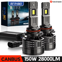 BEVINSEE 150W H7 H4 H11 LED Headlight Bulb 28000LM Super Bright 9005 HB3 9006 HB4 9012 HIR2 Car Lamp CANBUS Error Free 6000K 12V