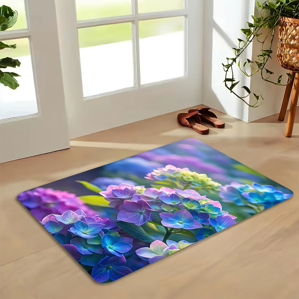 Farmhouse Sunflower Design Doormat Rural Field Sneaker Art Print Rug Soft Floor Mat for Porch Bedroom Country Home Styling