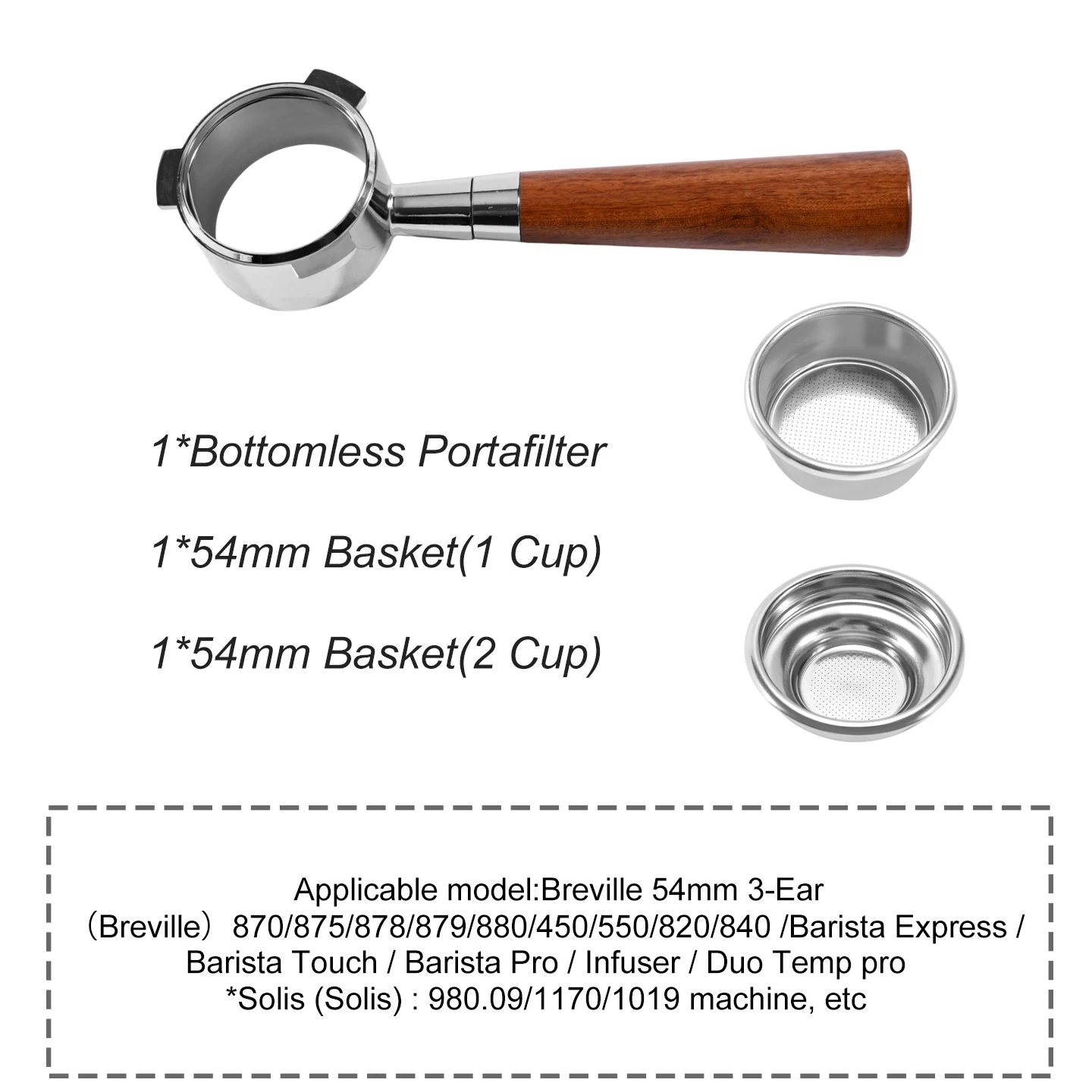 54mm Koffie Bodemloze Portafilter Naakt Voor Breville Sage 870 878 879 Filtermand Espressomachine Accessoires Barista Gereedschap