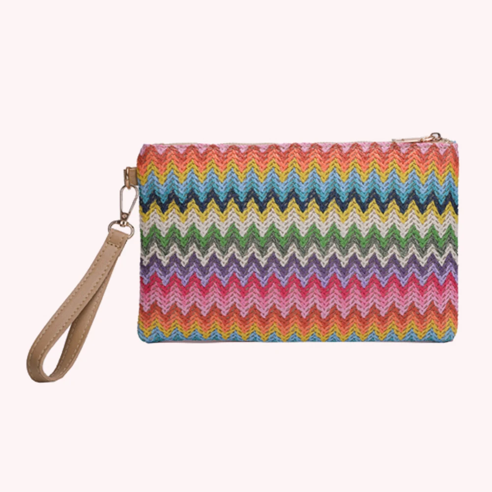 Women Envelope Bag Colourful Hand-woven Beach Clutch Bag Vintage for Shopping