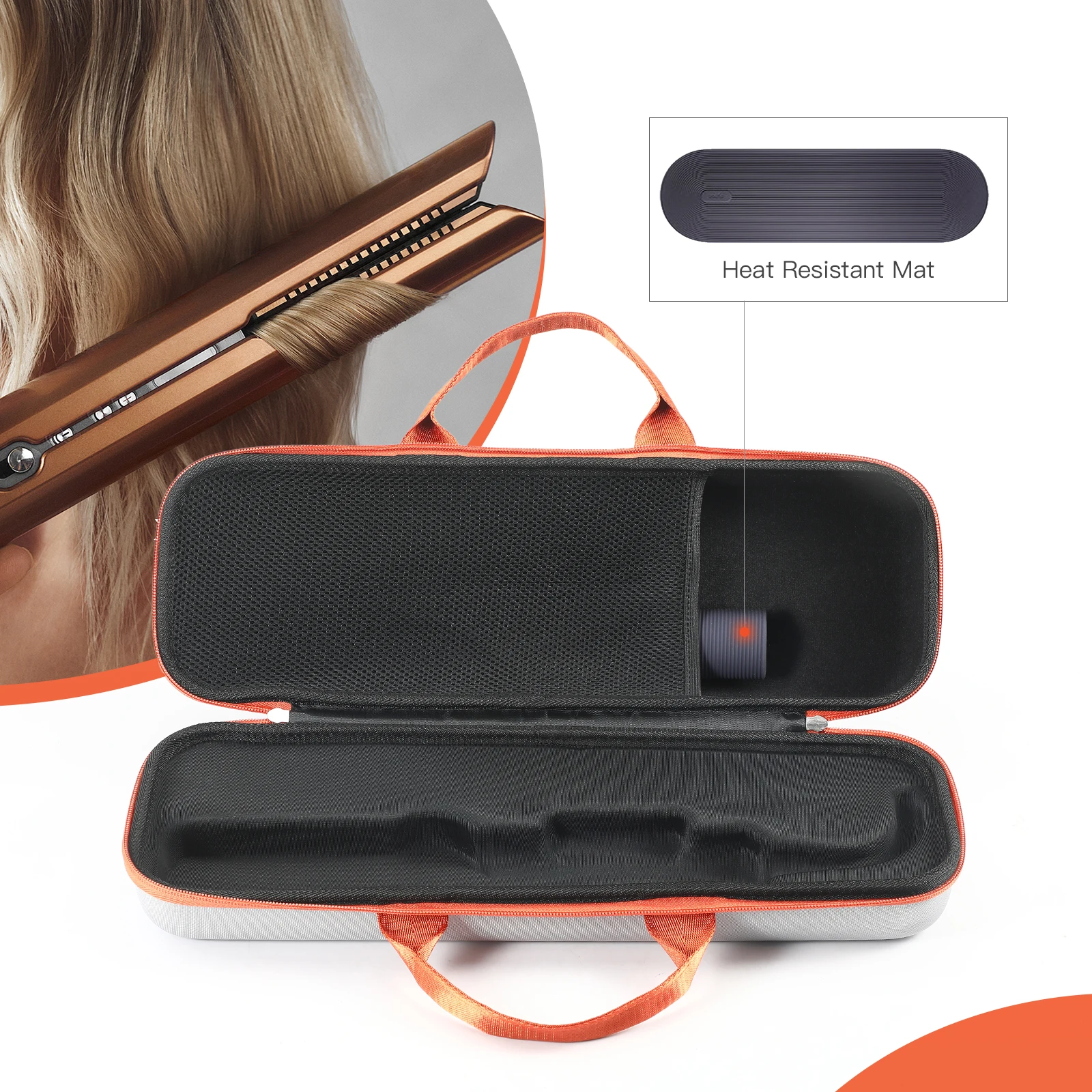 Hard EVA Case Waterproof Portable Travel Storage Bag Anti-scratch with Mesh Bag for Dyson Airstrait HT01 Hair Straightener view 4