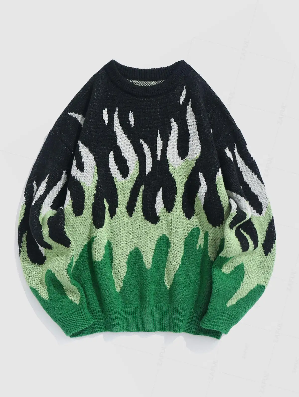 Estetyczny sweter ZAFUL Fire Flame Graphic Y2K