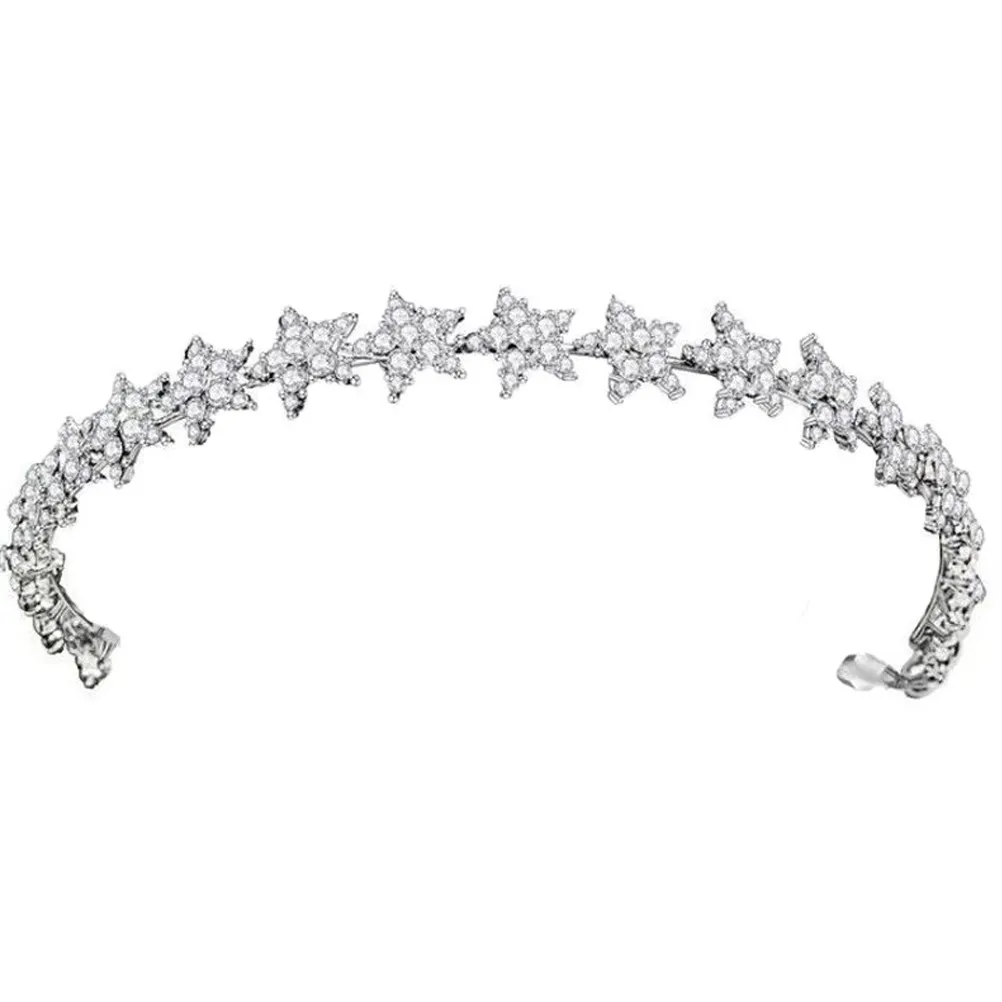 

Water Diamond Crown Hairband Bridal Tiara Crystal Star Wedding Headdress Party Fairy Accessory Lightweight Durable