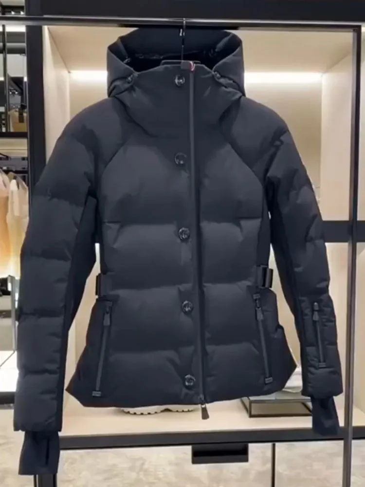 Ele Bla Slim Fit Feminino para baixo Jaet Design de cintura alta Casaco de inverno Sli Casacos com capuz Premium Feel Faionable