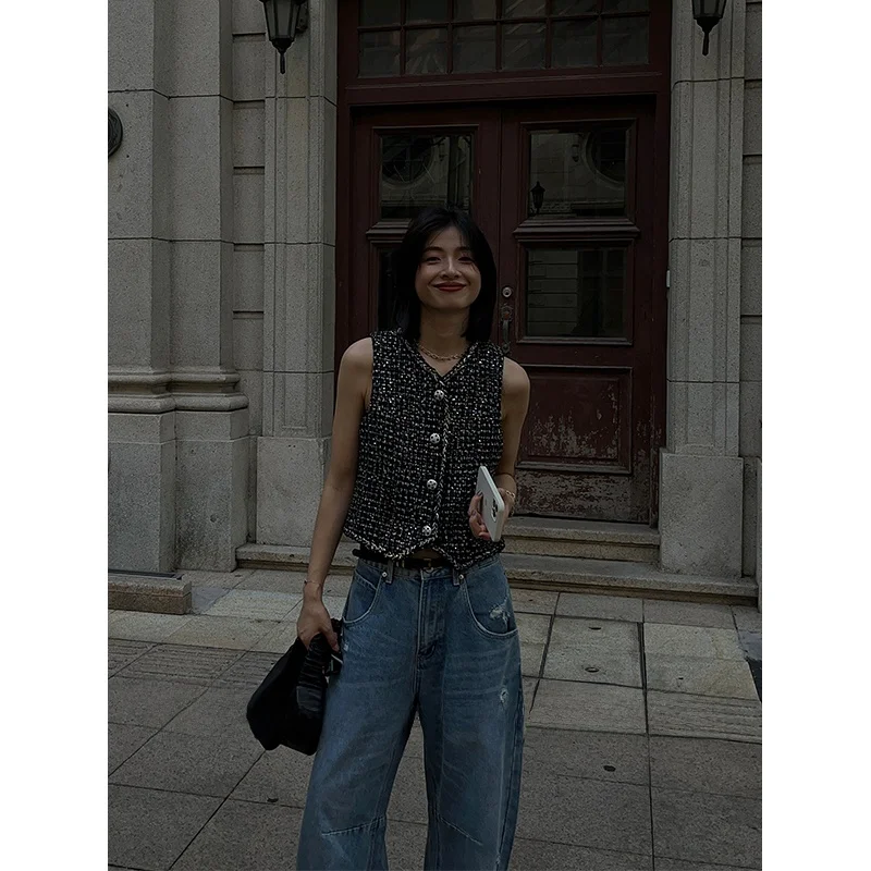 

Жилет женский OrdinaryTimes Bla Commuter Sle, модный матовый дизайн, лето 2023, полиэстер, прямой крой