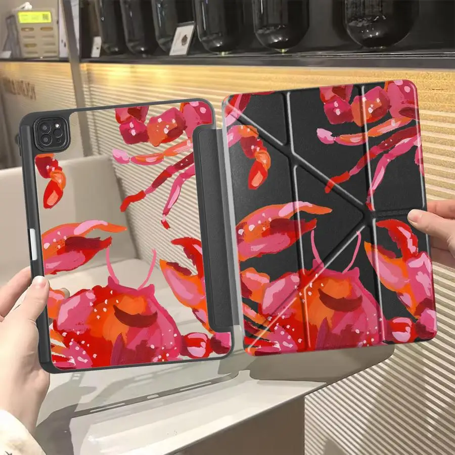

Cartoon Lobster Crab Tablet Case For iPad Pro 2025 Pro 11th 10th 9th 8th 7th 12.9inch Air 4 5 M3 M2 1 2 M4 11inch Mini 6 7