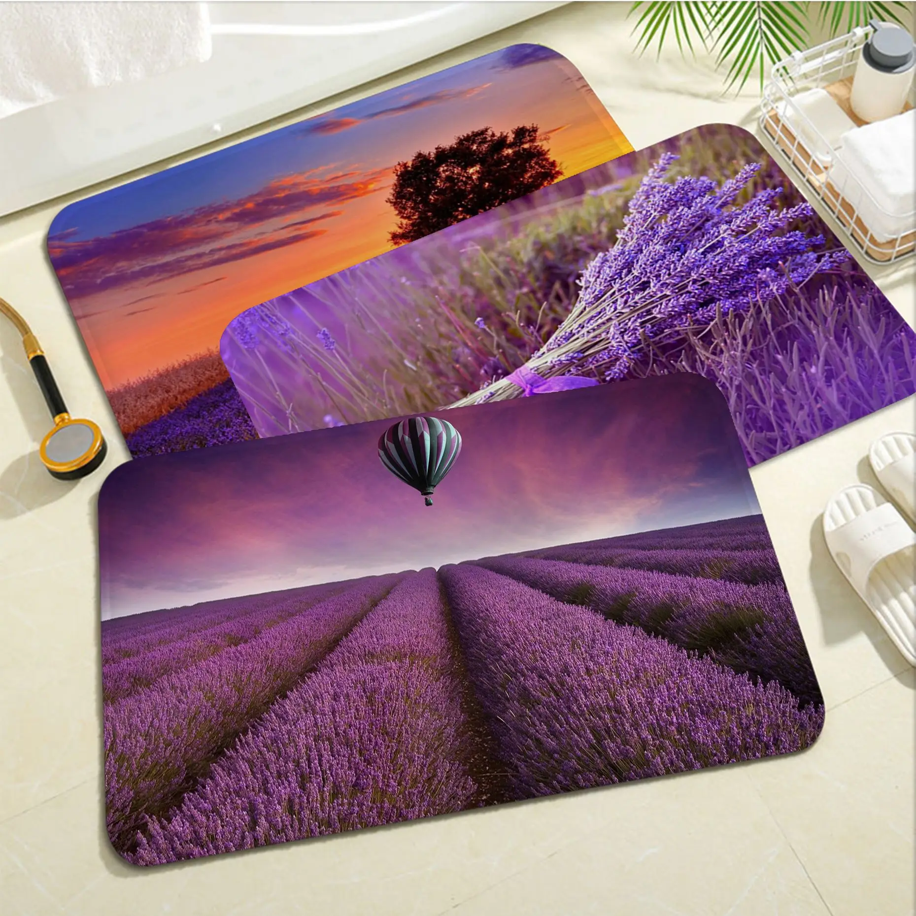 

Purple Lavender Flowers Floor Mat Bathroom Mat Kids Room Bedroom Decoration Balcony Anti-Slip Doormat Living Room Welcome Rug