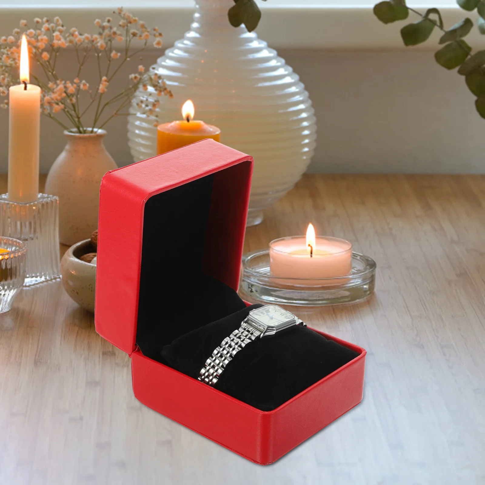 

1pc Single Watch Box Pu Watch Storage Display Case For Jewelry Ring Earring Organizer Packaging Accessory