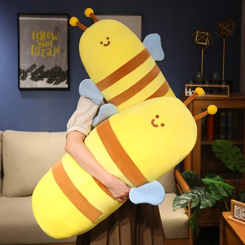 

60/80cm Fuzzy Bumblebee Stuffed Insect Plush Toy Bee Soft Doll Kids Toys Appease Baby Birthday Christmas Gift for Child