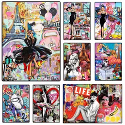 Graffiti Pop Art Luxury Paris Woman Poster Prints Street Canvas Painting Wall Art Picture For Living Room Home Decor Unframed