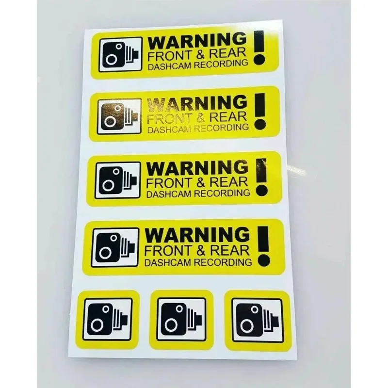 Pack of 7 ash Cam Recording Stickers CCTV In Car Video Camera Decal Sticker PRINTED 13cmX3.5cm PVC KK