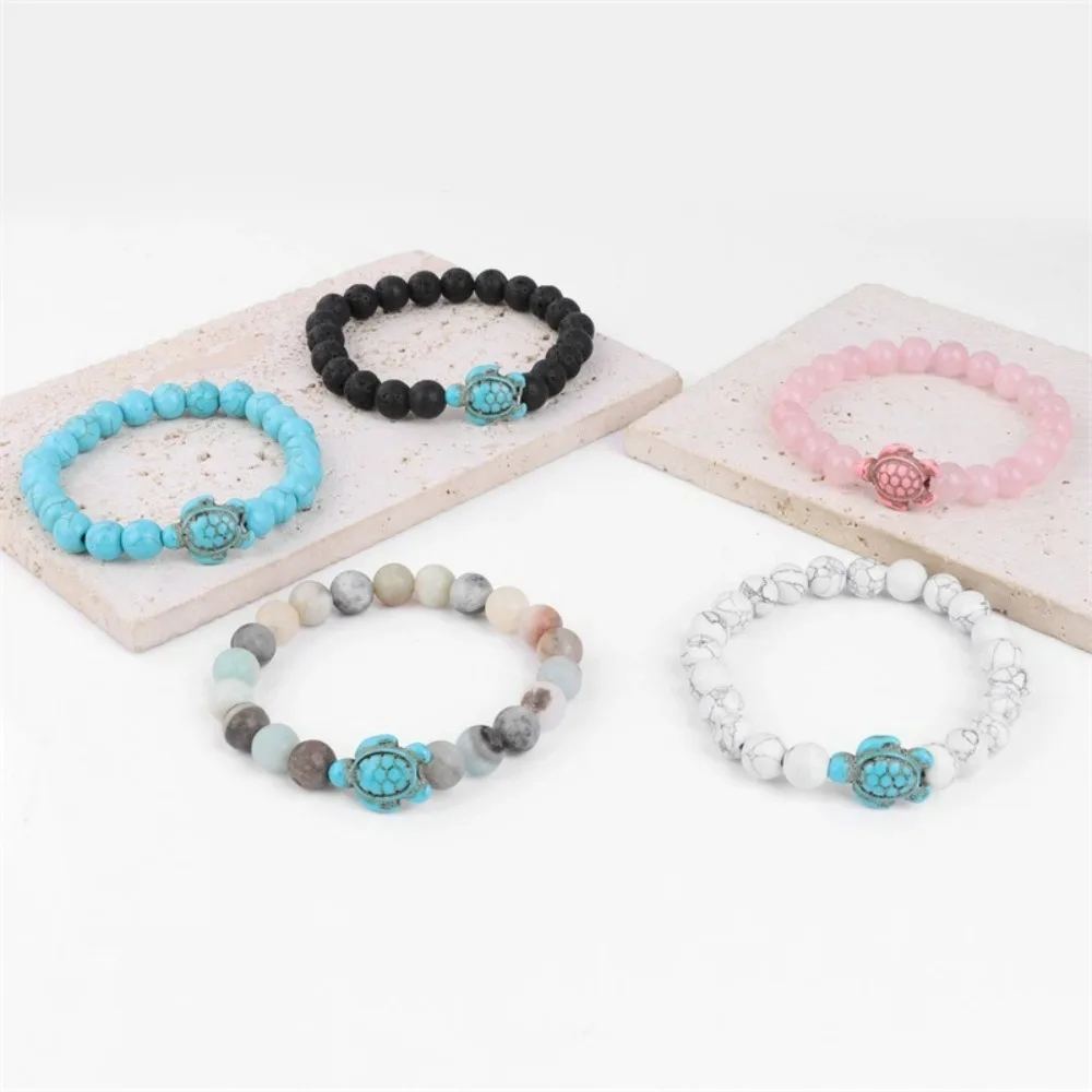 2026 New Sea Turtle Beads Bracelets for Women Men Classic 14 Colors Natural Stone Elastic Friendship Bracelet Beach Jewelry Gift