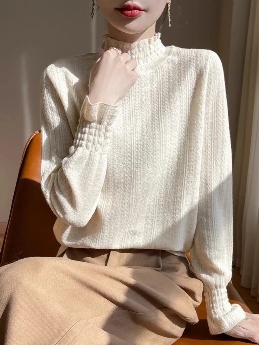 

e Knitted Long Sve Base Layer Sweater Women's Retro Inner Wear f High Collar Soft Fabric Commute Sle Regular Fit