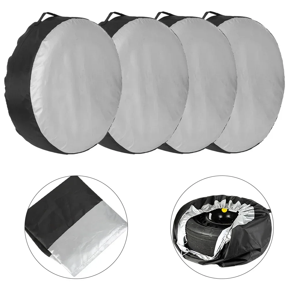 4 Pcs Car Spare Tire Cover Sunscreen Tire Bag Dustproof Protective Film Cloth Waterproof Spare Tire Wheel Bag Tyre Spare Storage