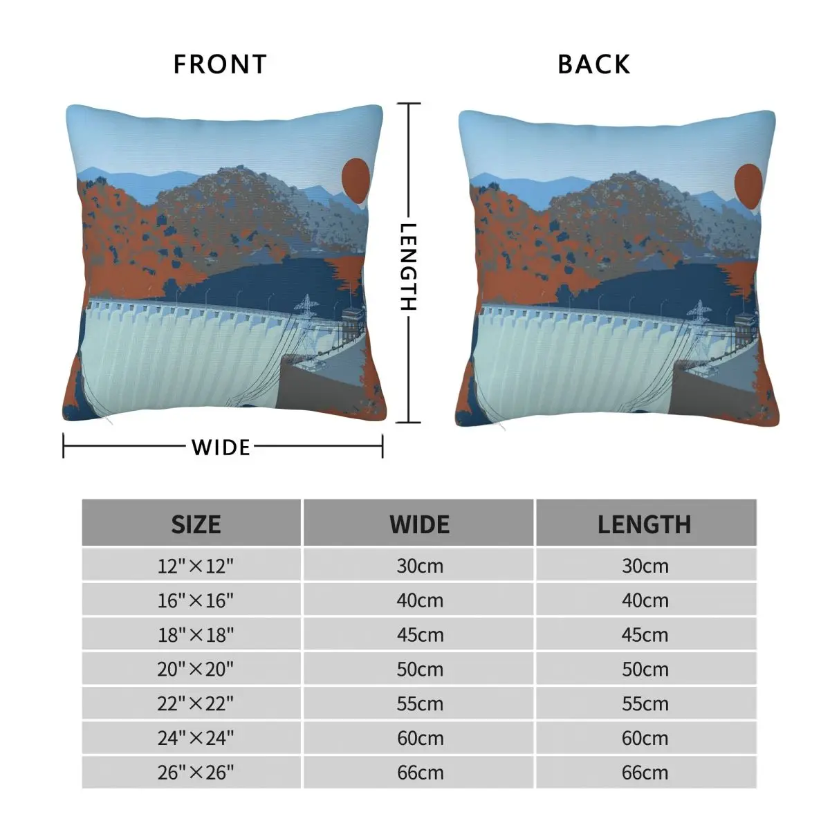 Ud Fontana Dam Ultimate Driving Square Pillowcase Polyester Linen Velvet Pattern Zip Decorative Pillow Case Sofa Cushion Cover
