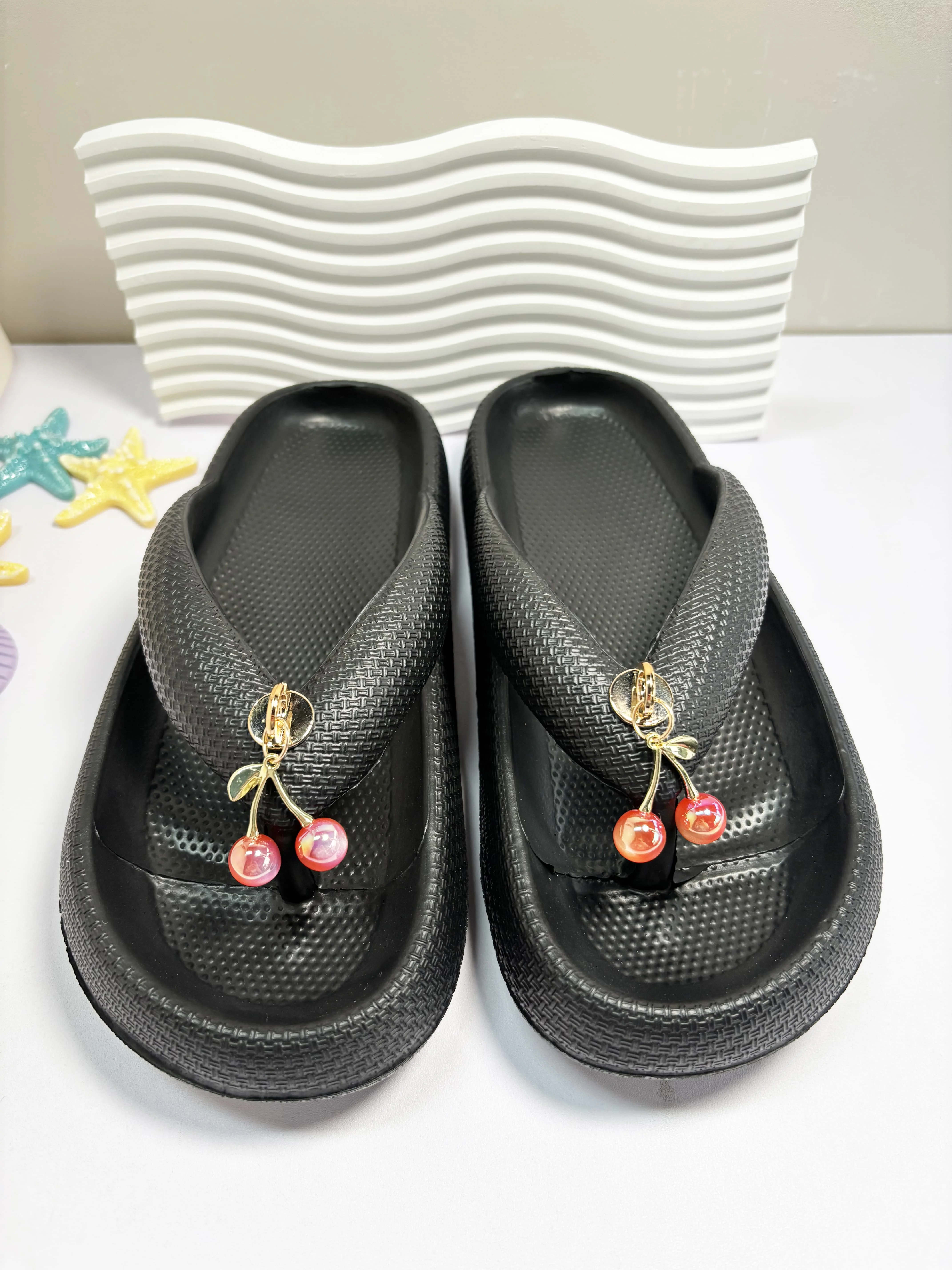 Summer Women Flip Flop Blue Butterfly Chain Romantic Flower Beach Party Seaside Vacation Daily Versatile Comfort Soft Sandal